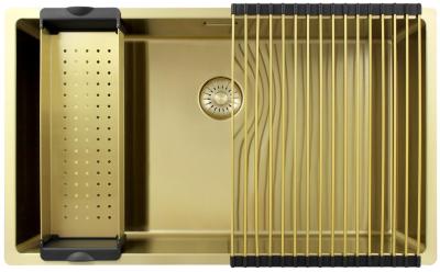 Pure.Sink Exclusivo duży złoty zlew 70x40 cm promień 10mm podbudowa, równoległa instalacja i nadbudowa PEX7040-60