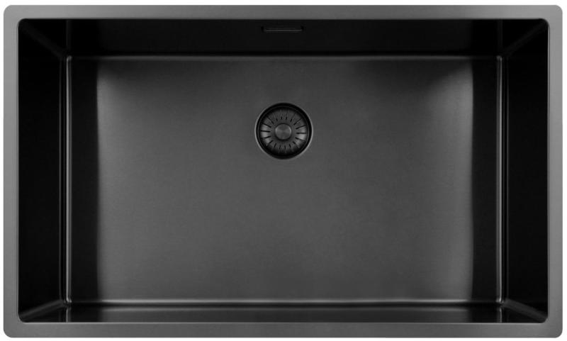 Pure.Sink Exclusivo duży zlew Gun metal 70x40 cm promień 10mm podbudowa, płaskie wbudowanie i nadbudowa PEX7040-61