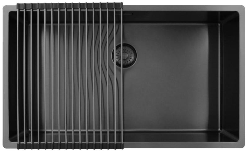 Pure.Sink Exclusivo duży zlew Gun metal 70x40 cm promień 10mm podbudowa, płaskie wbudowanie i nadbudowa PEX7040-61