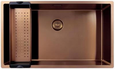 Pure.Sink Exclusivo duży miedziany zlew 70x40 cm, promień 10mm, montaż podblatowy, równoległy i górny PEX7040-62