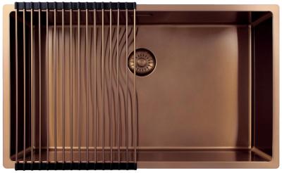 Pure.Sink Exclusivo duży miedziany zlew 70x40 cm, promień 10mm, montaż podblatowy, równoległy i górny PEX7040-62