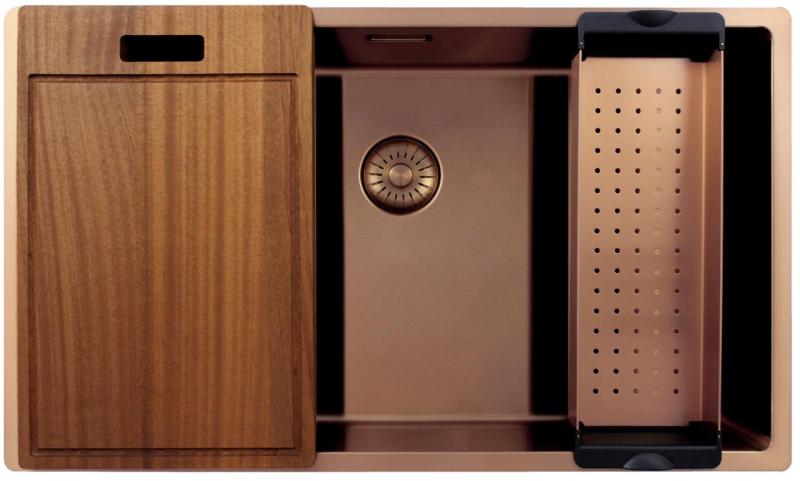 Pure.Sink Exclusivo duży miedziany zlew 70x40 cm, promień 10mm, montaż podblatowy, równoległy i górny PEX7040-62