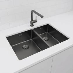 Pure.Sink Exclusivo Gun Metal 1,5 półtorakomorowy zlewozmywak 34+18 cm promień 10mm PEX341840-61