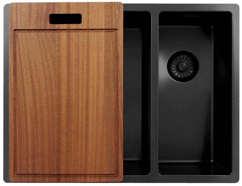 Pure.Sink Exclusivo Gun Metal 1,5 półtorakomorowy zlewozmywak 34+18 cm promień 10mm PEX341840-61