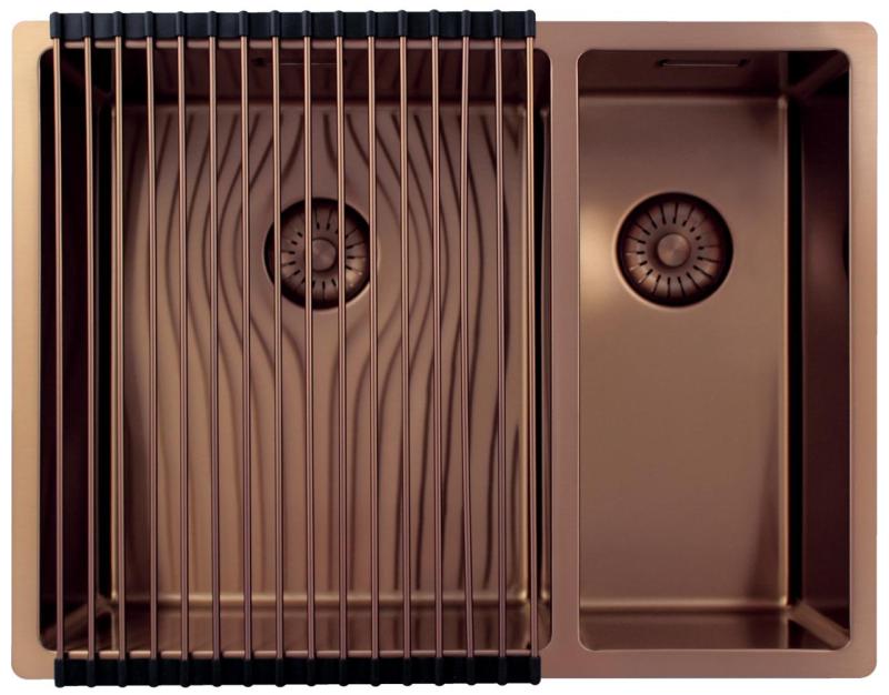 Pure.Sink Exclusivo Miedziany zlew 1,5 półtora 34+18 cm promień 10mm PEX341840-62