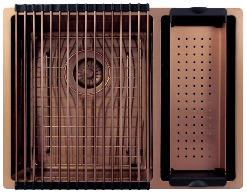 Pure.Sink Exclusivo Miedziany zlew 1,5 półtora 34+18 cm promień 10mm PEX341840-62