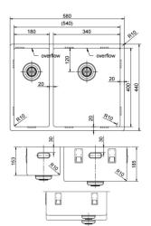 Pure.Sink Exclusivo Gun Metal 1,5 półtora zlewozmywaka 18+34 cm 10mm promień PEX183440-61
