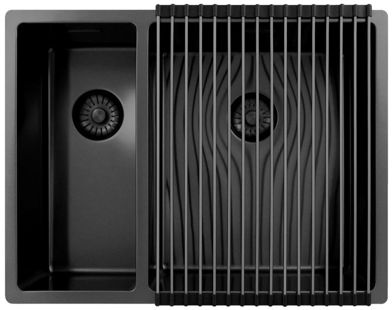 Pure.Sink Exclusivo Gun Metal 1,5 półtora zlewozmywaka 18+34 cm 10mm promień PEX183440-61