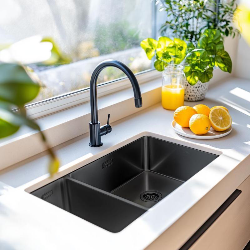 Pure.Sink Exclusivo Gun Metal 1,5 półtora zlewozmywaka 18+34 cm 10mm promień PEX183440-61