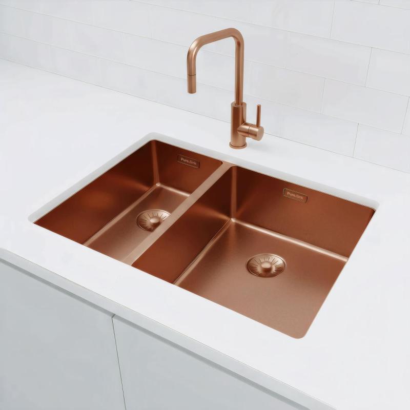 Pure.Sink Exclusivo Miedziany 1,5 półtorakomorowy zlew 18+34cm promień 10mm PEX183440-62
