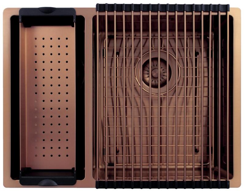 Pure.Sink Exclusivo Miedziany 1,5 półtorakomorowy zlew 18+34cm promień 10mm PEX183440-62