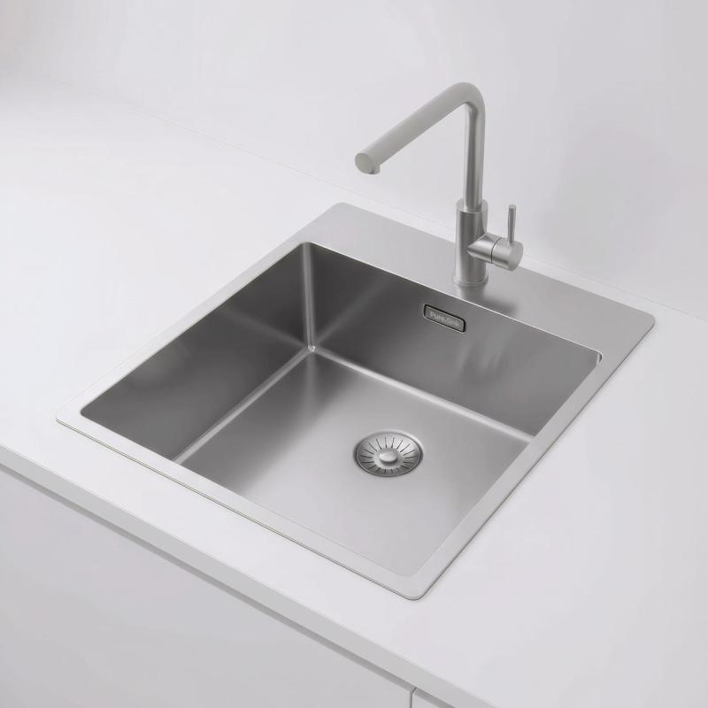 Pure.Sink Exclusivo RVS zlew 44x52 cm Tapwing z otworem na baterię 10mm promień PEX4040T-02