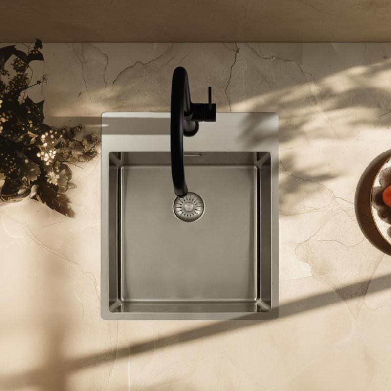 Pure.Sink Exclusivo RVS zlew 44x52 cm Tapwing z otworem na baterię 10mm promień PEX4040T-02