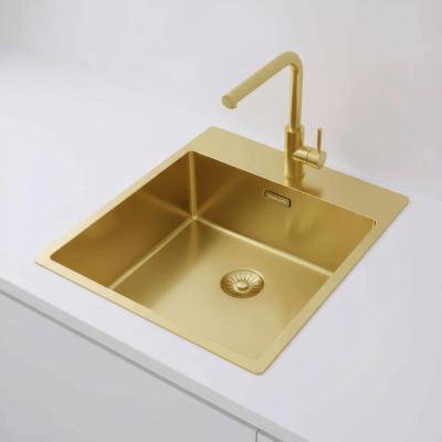 Pure.Sink Exclusivo Złoty zlew 44x52 cm Tapwing z otworem na baterię o promieniu 10mm PEX4040T-60