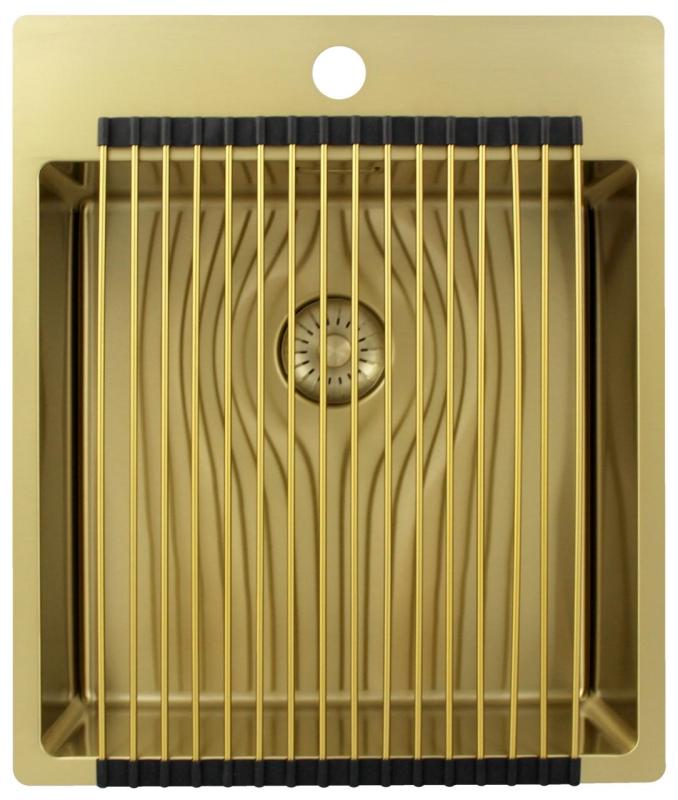 Pure.Sink Exclusivo Złoty zlew 44x52 cm Tapwing z otworem na baterię o promieniu 10mm PEX4040T-60