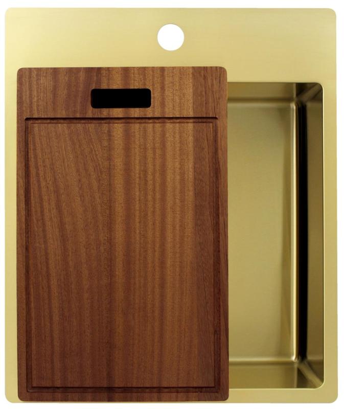 Pure.Sink Exclusivo Złoty zlew 44x52 cm Tapwing z otworem na baterię o promieniu 10mm PEX4040T-60