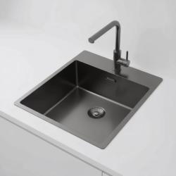 Pure.Sink Exclusivo Gun Metal zlew 44x52 cm Tapwing z otworem na baterię o promieniu 10mm PEX4040T-61