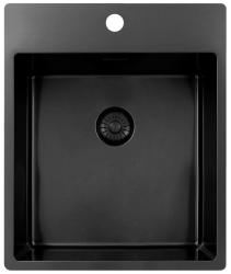 Pure.Sink Exclusivo Gun Metal zlew 44x52 cm Tapwing z otworem na baterię o promieniu 10mm PEX4040T-61
