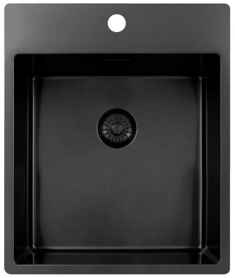 Pure.Sink Exclusivo Gun Metal zlew 44x52 cm Tapwing z otworem na baterię o promieniu 10mm PEX4040T-61