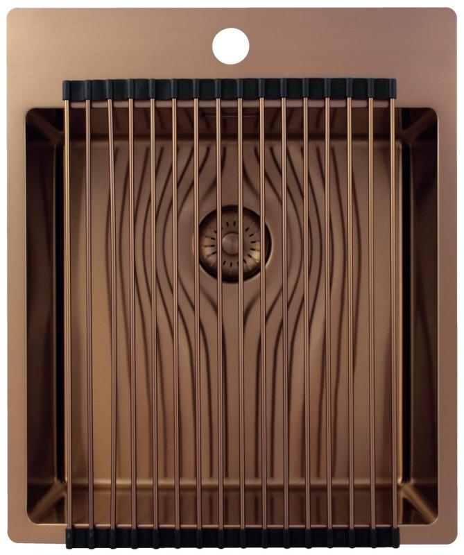 Pure.Sink Exclusivo Miedziany zlew 44x52 cm Tapwing z otworem na baterię o promieniu 10mm PEX4040T-62