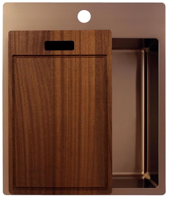 Pure.Sink Exclusivo Miedziany zlew 44x52 cm Tapwing z otworem na baterię o promieniu 10mm PEX4040T-62