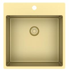 Pure.Sink Exclusivo Złoty zlew 49x52 cm Tapwing z otworem na baterię o promieniu 10mm PEX4540T-60
