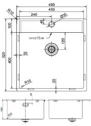 Pure.Sink Exclusivo Złoty zlew 49x52 cm Tapwing z otworem na baterię o promieniu 10mm PEX4540T-60