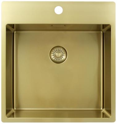 Pure.Sink Exclusivo Złoty zlew 49x52 cm Tapwing z otworem na baterię o promieniu 10mm PEX4540T-60