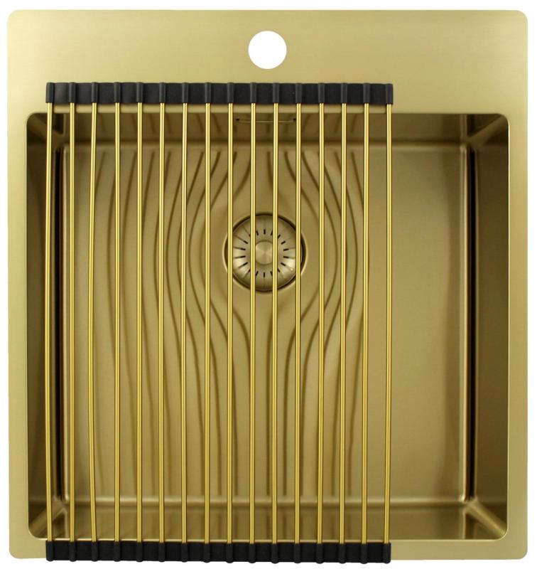 Pure.Sink Exclusivo Złoty zlew 49x52 cm Tapwing z otworem na baterię o promieniu 10mm PEX4540T-60