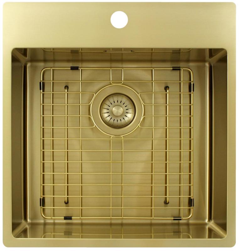 Pure.Sink Exclusivo Złoty zlew 49x52 cm Tapwing z otworem na baterię o promieniu 10mm PEX4540T-60