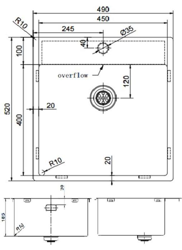 Pure.Sink Exclusivo Złoty zlew 49x52 cm Tapwing z otworem na baterię o promieniu 10mm PEX4540T-60
