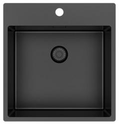 Pure.Sink Exclusivo Gun Metal zlew 49x52 cm Tapwing z otworem na baterię o promieniu 10mm PEX4540T-61