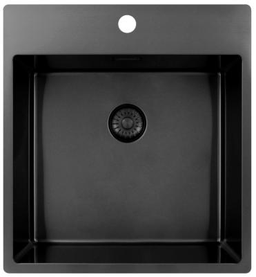 Pure.Sink Exclusivo Gun Metal zlew 49x52 cm Tapwing z otworem na baterię o promieniu 10mm PEX4540T-61