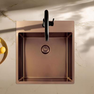 Pure.Sink Exclusivo Miedziany zlewozmywak 49x52 cm Tapwing z otworem na baterię o promieniu 10mm PEX4540T-62