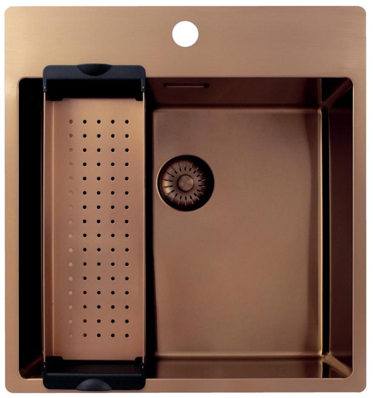 Pure.Sink Exclusivo Miedziany zlewozmywak 49x52 cm Tapwing z otworem na baterię o promieniu 10mm PEX4540T-62