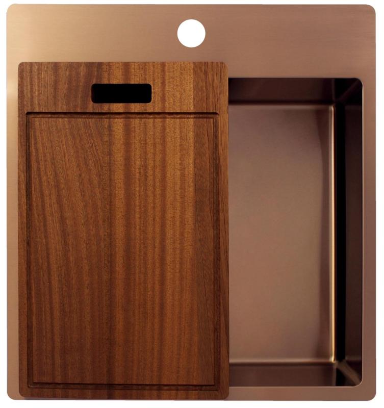 Pure.Sink Exclusivo Miedziany zlewozmywak 49x52 cm Tapwing z otworem na baterię o promieniu 10mm PEX4540T-62