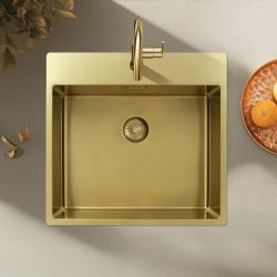 Pure.Sink Exclusivo Złoty zlew 54x52 cm Tapwing z otworem na baterię o promieniu 10mm PEX5040T-60