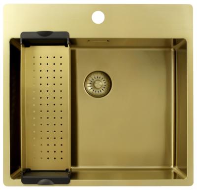 Pure.Sink Exclusivo Złoty zlew 54x52 cm Tapwing z otworem na baterię o promieniu 10mm PEX5040T-60