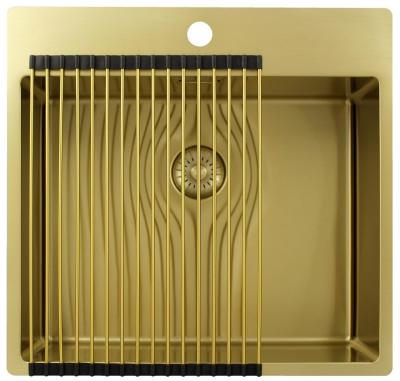 Pure.Sink Exclusivo Złoty zlew 54x52 cm Tapwing z otworem na baterię o promieniu 10mm PEX5040T-60