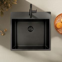Pure.Sink Exclusivo Gun Metal zlew 54x52 cm Tapwing z otworem na baterię o promieniu 10mm PEX5040T-61