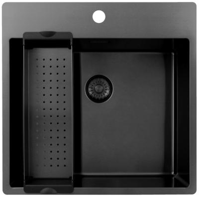 Pure.Sink Exclusivo Gun Metal zlew 54x52 cm Tapwing z otworem na baterię o promieniu 10mm PEX5040T-61