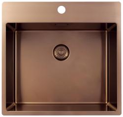 Pure.Sink Exclusivo Miedziany zlew 54x52 cm Tapwing z otworem na baterię, promień 10mm PEX5040T-62