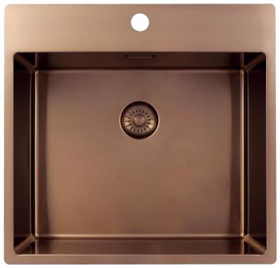 Pure.Sink Exclusivo Miedziany zlew 54x52 cm Tapwing z otworem na baterię, promień 10mm PEX5040T-62