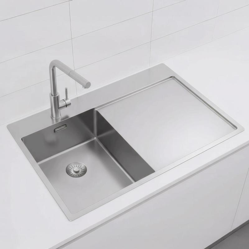 Pure.Sink Exclusivo RVS mały zlew z obszarem ociekającym 78x52 cm Tapwing po lewej stronie PEX3478LT-02