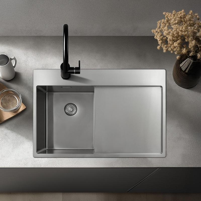 Pure.Sink Exclusivo RVS mały zlew z obszarem ociekającym 78x52 cm Tapwing po lewej stronie PEX3478LT-02