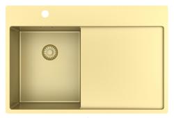 Pure.Sink Exclusivo Złoty mały zlew z obszarem ociekającym 78x52 cm Tapwing po lewej PEX3478LT-60