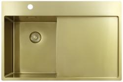 Pure.Sink Exclusivo Złoty mały zlew z obszarem ociekającym 78x52 cm Tapwing po lewej PEX3478LT-60