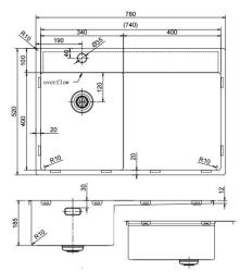 Pure.Sink Exclusivo Złoty mały zlew z obszarem ociekającym 78x52 cm Tapwing po lewej PEX3478LT-60