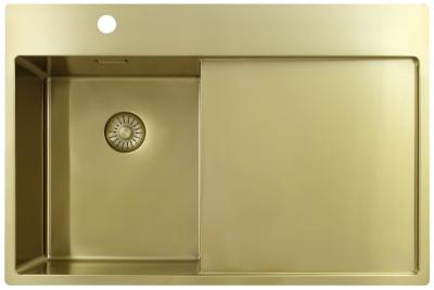 Pure.Sink Exclusivo Mała umywalka ze złota z ociekaczem 78x52 cm Bateria lewa PEX3478LT-60