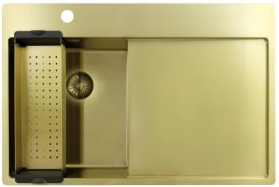 Pure.Sink Exclusivo Mała umywalka ze złota z ociekaczem 78x52 cm Bateria lewa PEX3478LT-60